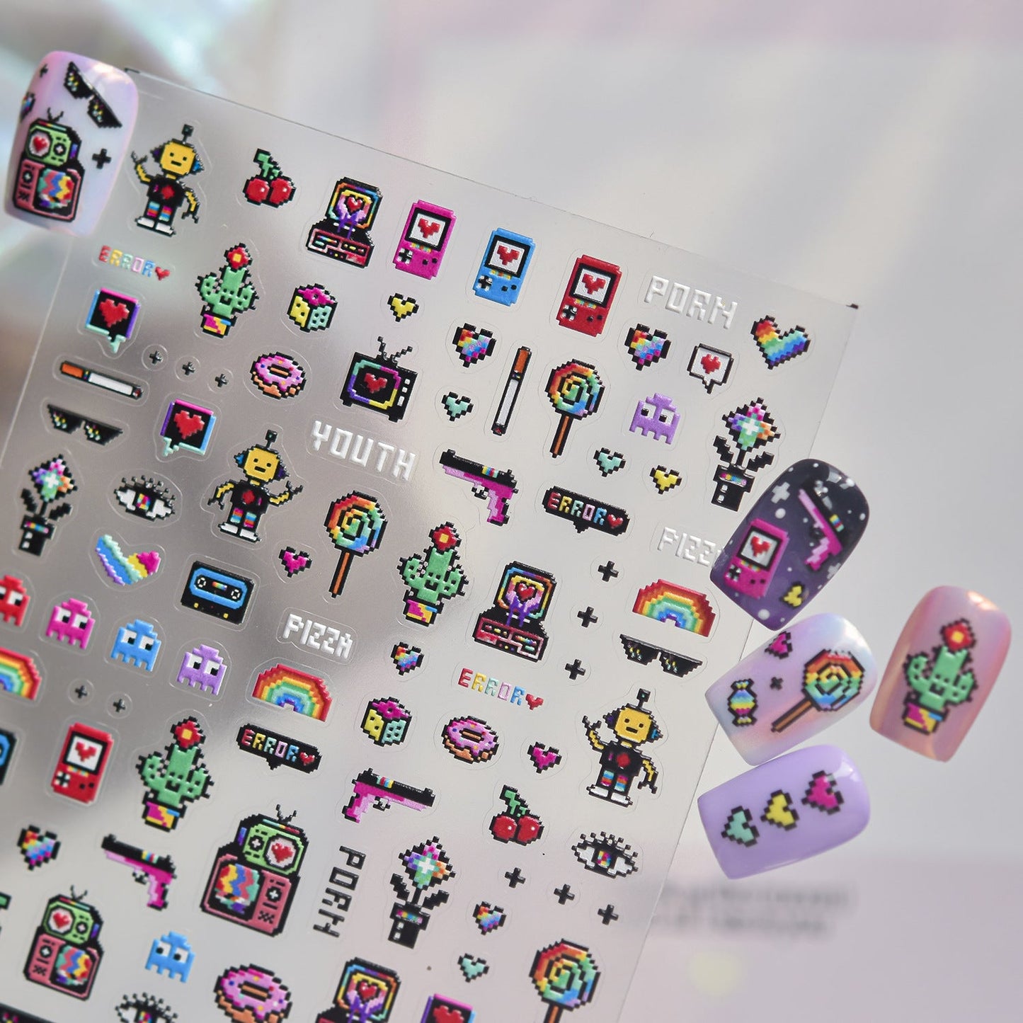 Hello Claws | Pixel-art Style Cartoon Nail Deco Sticker 