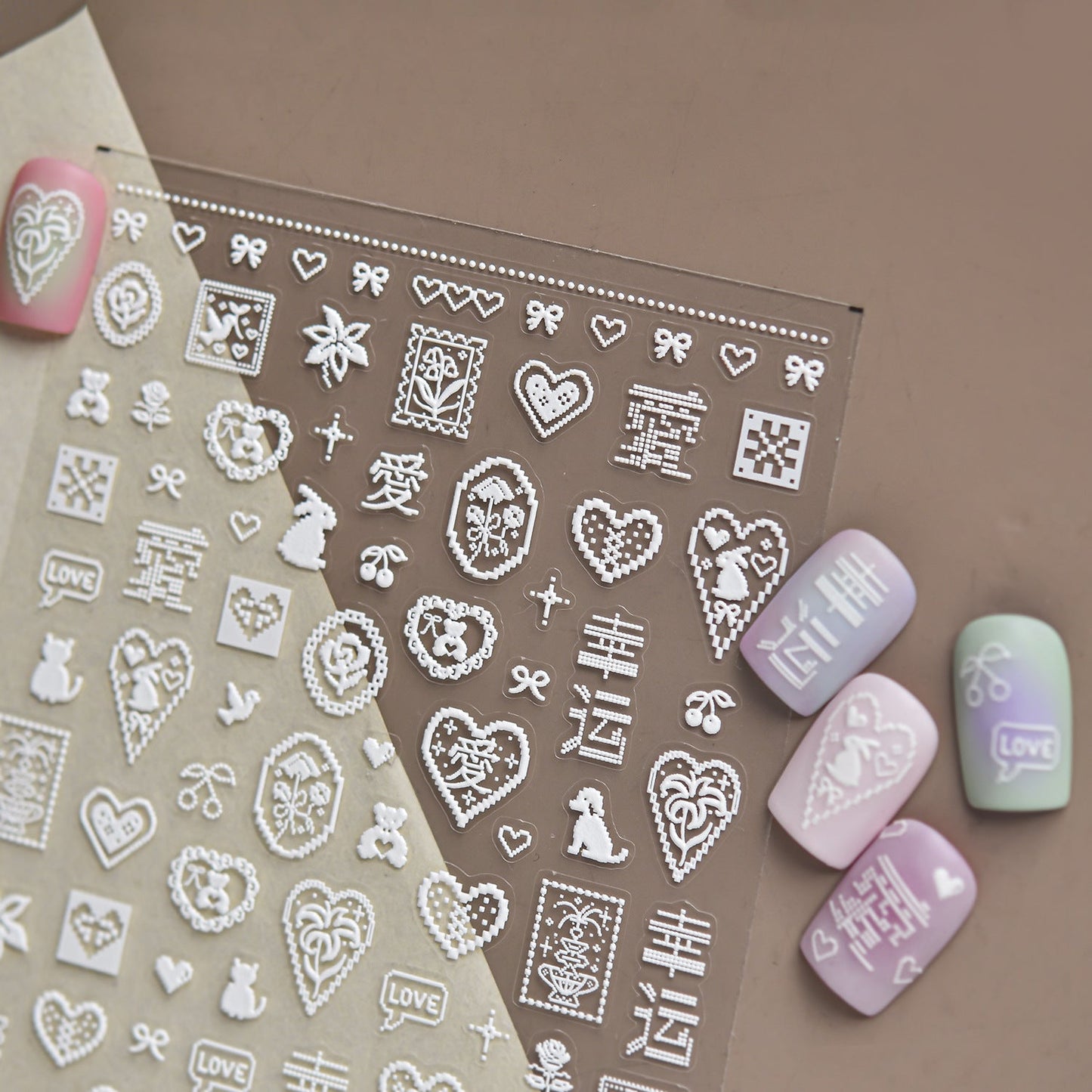 Hello Claws | Pixel-art Style White Luck Nail Deco Sticker 