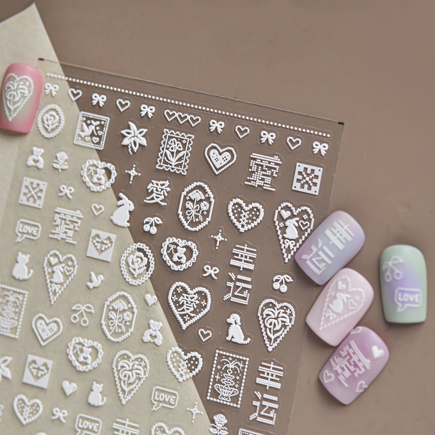 Hello Claws | Pixel-art Style White Luck Nail Deco Sticker 