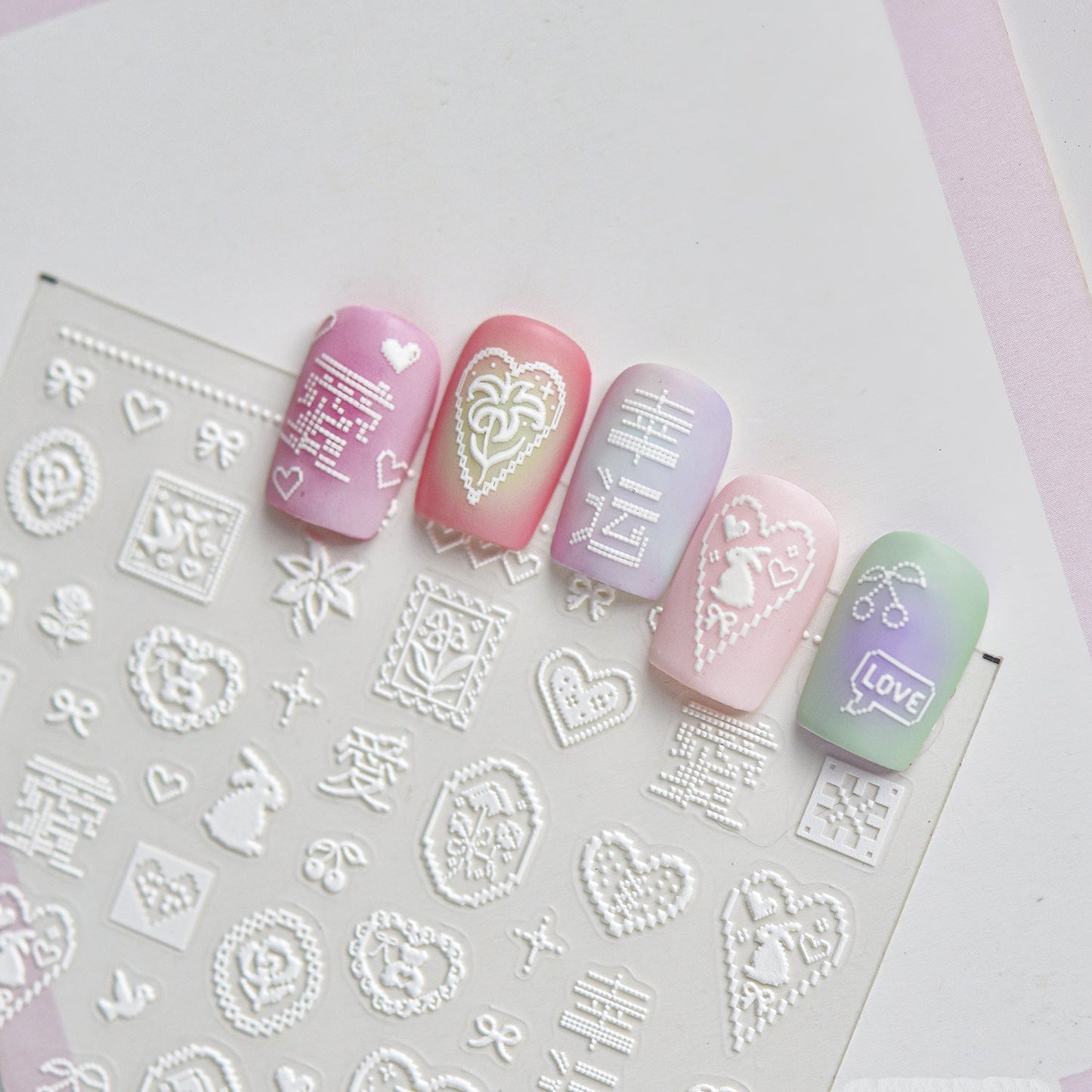 Hello Claws | Pixel-art Style White Luck Nail Deco Sticker 