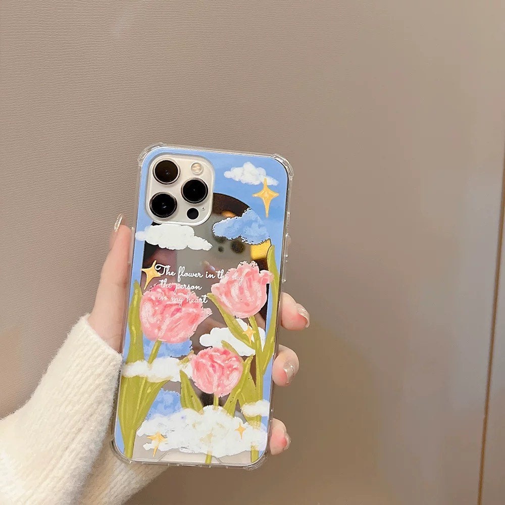 Pink tulips garden iPhone case