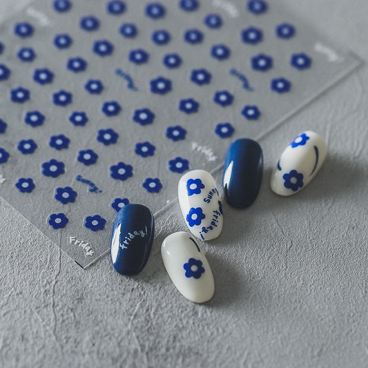 Hello Claws | Elegant Blue Flower Nail Deco Sticker