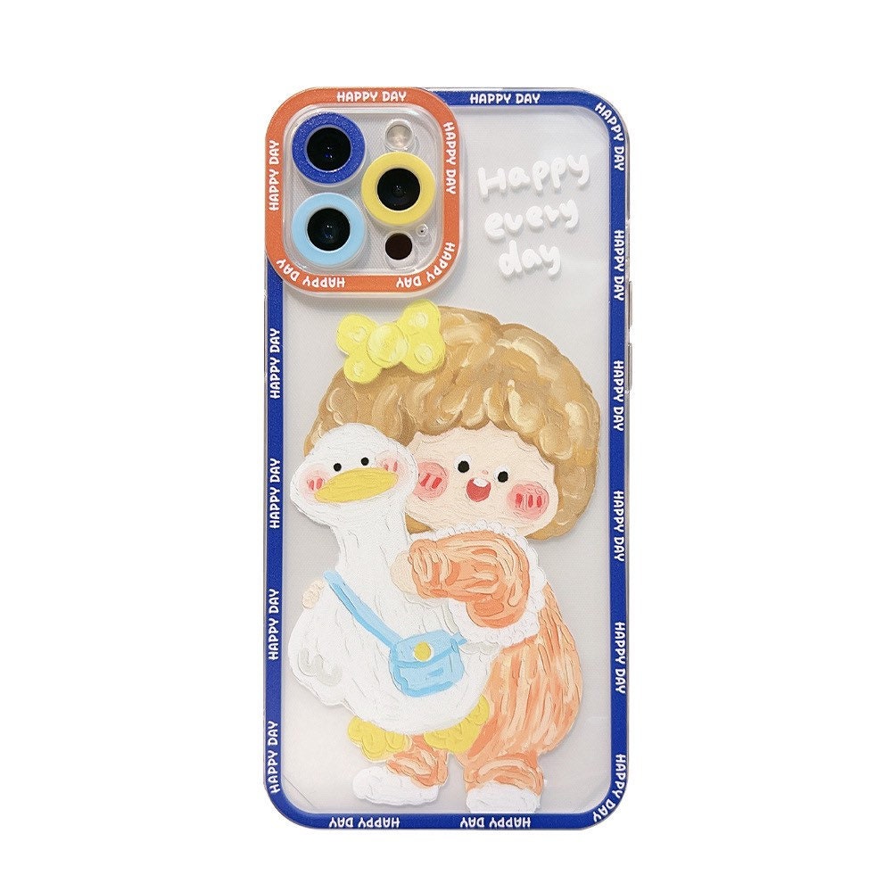 Lovely girl & duck iPhone case