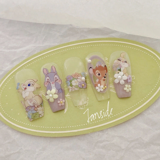 Hello Claws | Flower Bunny Embossed Pattern Design Nail Deco Sticker