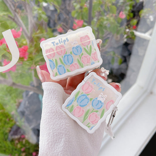 Pink Blue Tulip Rabbit Airpods Case