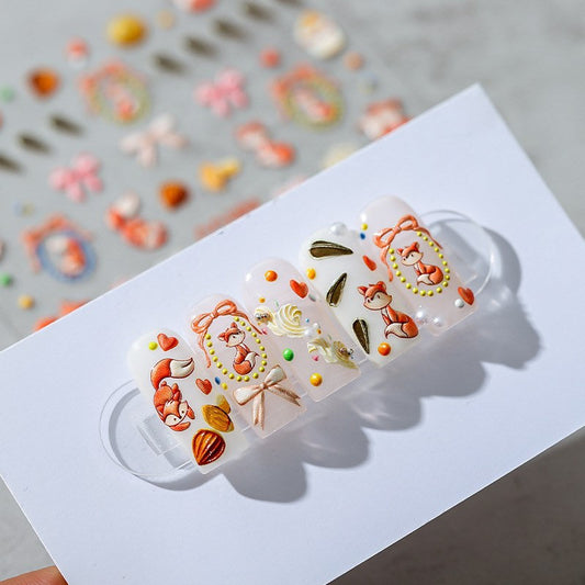Hello Claws | Fox Oak Embossed Pattern Design Nail Deco Sticker