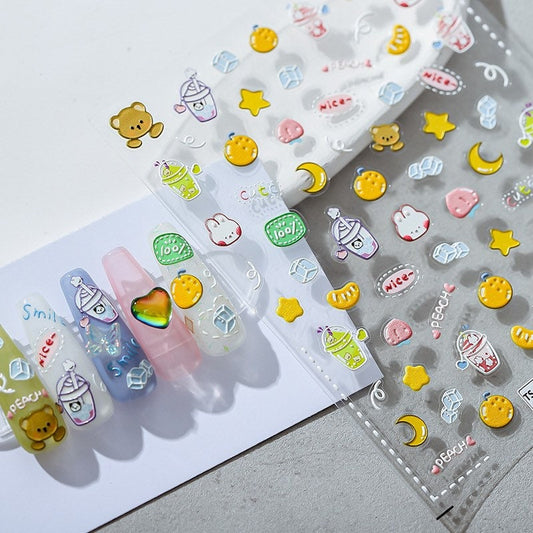 Hello Claws | Milk Tea Bunny and Bear Nail Deco Sticker