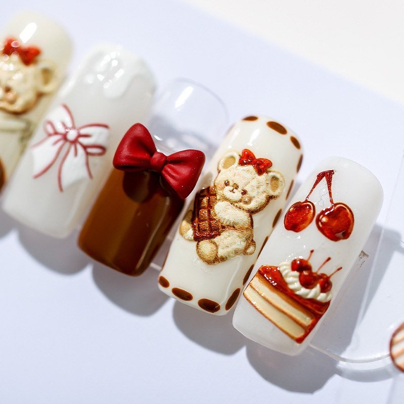Hello Claws | Teddy Bear 3D Embossed Korean Nail Deco Sticker