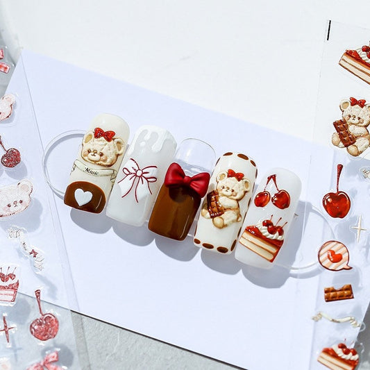 Hello Claws | Teddy Bear 3D Embossed Korean Nail Deco Sticker