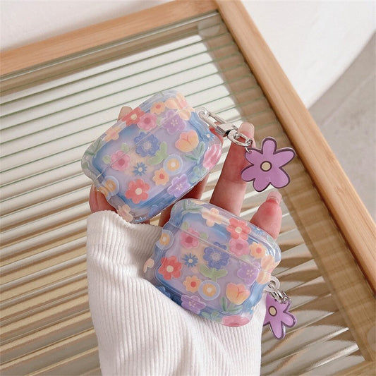 Flower Oil Painting Clear Airpods case | Korean AirPods Case