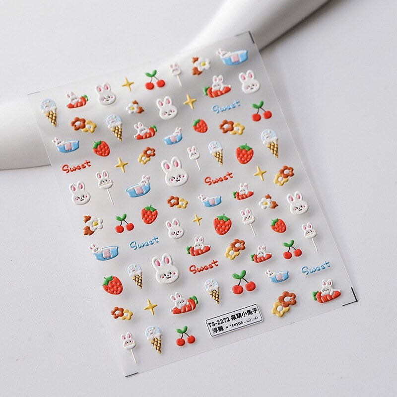 Hello Claws | Nail Deco Pink Strawberry Cherry Bunny Sticker