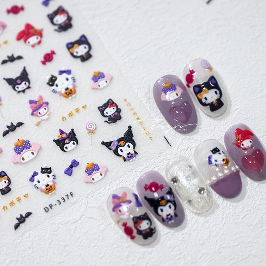 Cute Cartoon Embossed Pattern Design Nail Deco Sticker